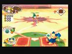 Yoshi zeigt einen Spezialschlag und pfeffert den Ball um die Ecke.