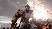 Charakter: Kratos ist unglaublich detailliert, egal ob es um Mimik, Animatio nen oder Texturdetails geht. Zum Vergleich oben ein Bild aus Chains of Olympus.