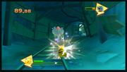 PokéPark Wii im Test: Witzig - In den Attraktionen müsst ihr die Bestzeiten eurer Poké-Freunde schlagen. Das sieht mal mehr, mal weniger elegant aus ...