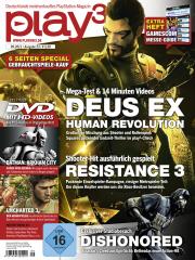 Das Cover der play3 09/11 mit der Titelstory Deus Ex: Human Revolution.