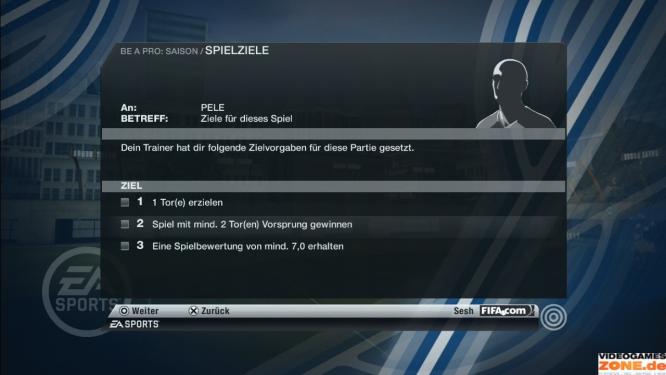 Achtet unbedingt auf die Spielziele, die vor einem Match angezeigt werden. Zu viele Fehlpässe verschlechtern beispielsweise eure Bewertung.