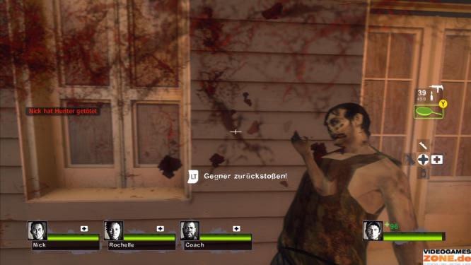 das Blut ist in der Xbox-360-Version dieses Mal rot - in Left 4 Dead war es noch grün. L4D2 kommt in Deutschland allerdings geschnitten auf den Markt.
