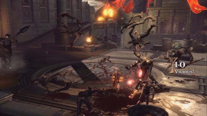 God of War 3: Dante und Kratos finden sich immer wieder in abgeriegelten Arealen wieder, in denen sie Angriffe mehrerer Gegnerhorden überstehen müssen. ...
