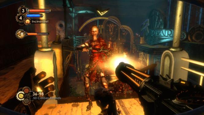 Bioshock 2 im Test für PS3 und Xbox 360:  Beschützerinstinkt - Während unsere Little Sister fleißig Adam sammelt, wehren wir drogenhungrige Splicer ab.