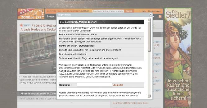Die neue Videogameszone.de: Falls ihr noch nicht angemeldet seid, so nutzt ihr den Restrierungsbutton rechts oben. 