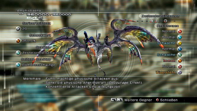 Der wesentlich buntere Drachen unterscheidet sich kaum vom Svarog. Sein Spuckspeichel senkt euren Angriff und seine Fressen-Attacke ist absolut identisch mit der des Svarog. Das heißt natürlich auch hier äußerste Vorsicht davor. Sabotiert ihr ihn, lassen sich noch besser Kettenboni sammeln und im Schock steht er dann schnell vor dem Aus. - Stärken: Hohe magische Resistenz, erdimmun, viele HP - Schwächen: Blitz und windempfindlich 