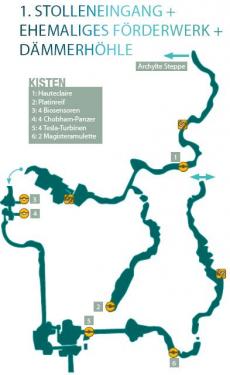 1. Stolleneingang + Ehemaliges Förderwerk + Dämmerhöhle
