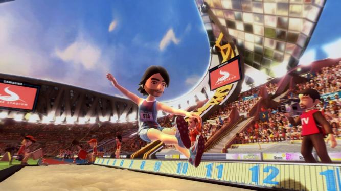 Kinect Sports im Test - Im virtuellen Weitsprung lauft ihr auf der Stelle und springt im richtigen Moment ab.