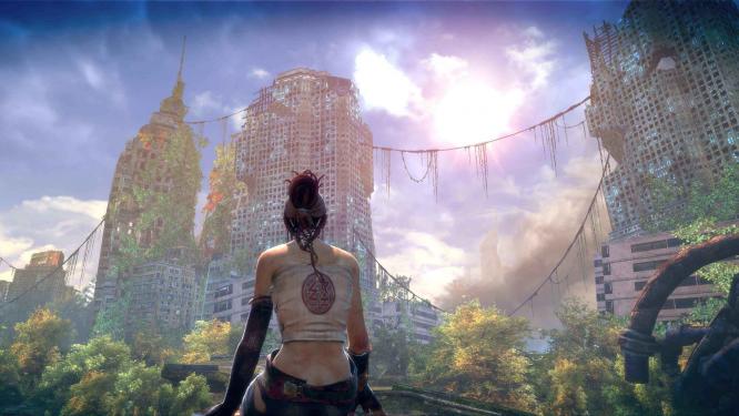 Enslaved: Odyssey to the West - Im Gegensatz zu den apokalyptischen Visionen von Fallout 3 oder Gears of War 3 bietet Enslaved eine bunte Endzeitstimmung. Nach einem verheerenden Weltkrieg wächst und gedeiht die Natur. Sie holt sich Stück für Stück die Megacities der Vergangenheit zurück. Absolut brillante Atmosphäre.