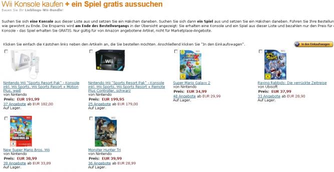 Amazon-Schnäppchen - Bestellt eine Wii und bekommt ein Top-Spiel gratis dazu