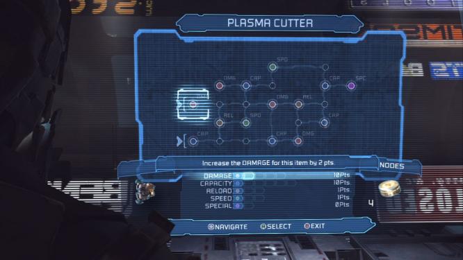 Dead Space 2 Lösung: Mit der Werkbank könnt ihr eure Waffen und euren RIG aufrüsten, wie ihr die seltenen Nodes aber einsetzt, sollte gut überlegt sein.