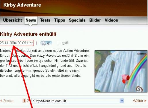 Der Beweis: Schon im November 2004 kündigte Nintendo ein gewisses 'Kirby Adventure' für den GameCube an!