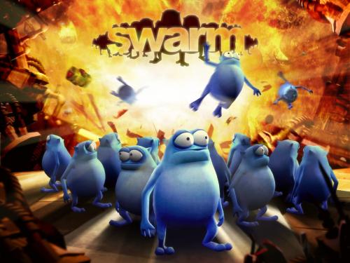 Die blauen Swarmites sind die Stars des Download-Spiels Swarm.