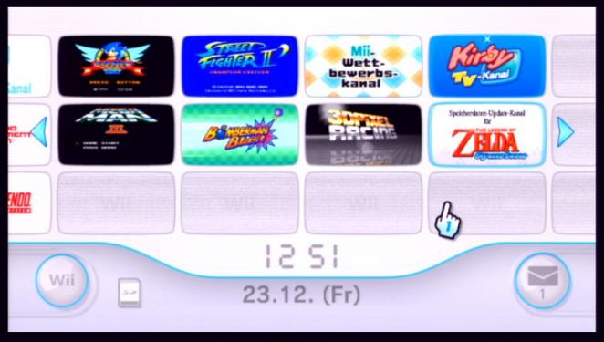 Schritt Nr. 6: Wählt den Zelda-Kanal im Hauptmenü der Wii aus.