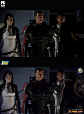 [27/01/10] Mass Effect 2 Grafik-Vergleich: Auf dem oberen Bild ist die PC-Version abgebildet, unten seht ihr den entsprechenden Screenshot aus der Xbox-360-Version. (1)