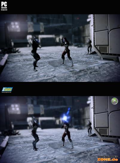 [27/01/10] Mass Effect 2 Grafik-Vergleich: Auf dem oberen Bild ist die PC-Version abgebildet, unten seht ihr den entsprechenden Screenshot aus der Xbox-360-Version. (3)