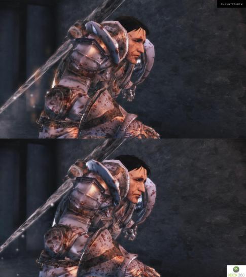 [17/03/10] Screenshot-Vergleich zwischen der PS3- (oben) und Xbox-360-Version (unten) von Dragon Age Origins: Awakening. Klickt auf "Screenshot in HD", um euch die Bilder in der originalen Version anzuschauen. Die Screenshots wurden sowohl auf PS3 als auch Xbox 360 in 720p und mittels eines HDMI-Kabels aufgezeichnet. (2)