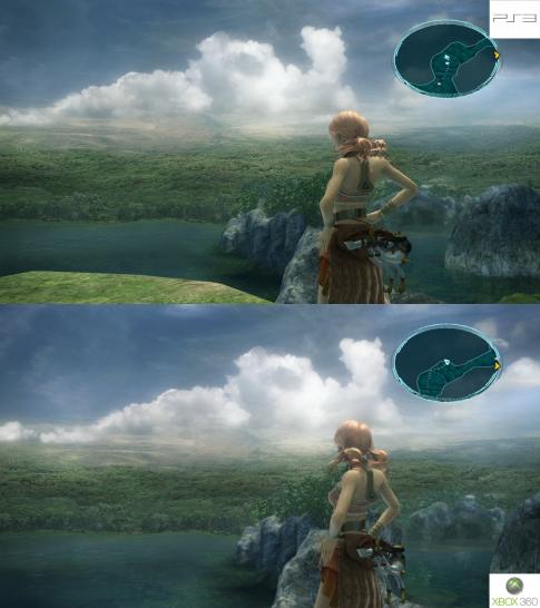 [08/03/10] Final Fantasy 13-Grafikvergleich PS3 (oben) vs. Xbox 360 (unten). Beide Spiele wurden in 720p mittels HDMI-Kabel aufgezeichnet. Um den Screenshot zu vergrößern, klickt ihr auf "Screenshot in HD". (4)