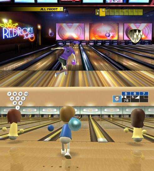 [11/03/10] Sony kopiert Nintendo-Spiele: Oben Bowling aus Brunswick Pro Bowling, unten Bowling aus Wii Sports.