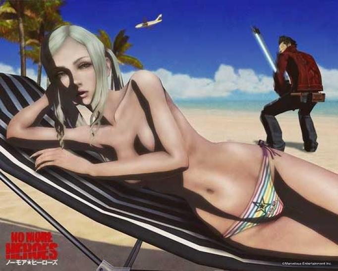 [30/04/10] Sylvia Christel aus No more Heroes - Die Oben-Ohne-Schönheit neckt Travis (und auch den Spieler) in jeder freien Sekunde.