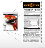 God of War 3: Genialer Fake - Nährwerttabelle auf der Vorderseite des Covers
