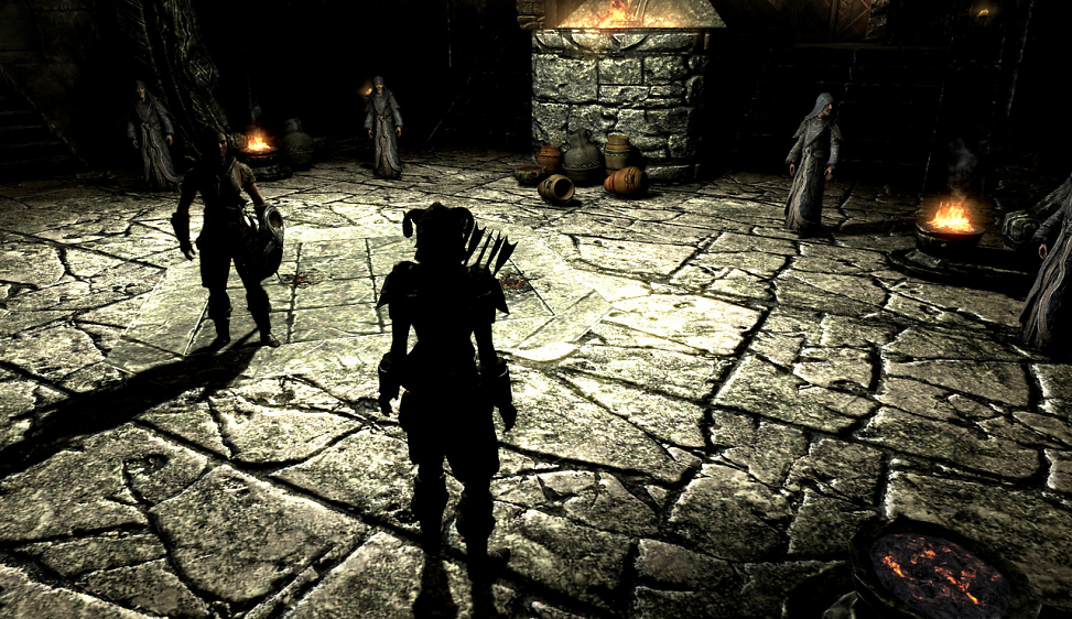 Begleiter-NPCs (hier Lydia aus Weißlauf) folgen euch überall hin und lassen euch mit neuen Items ausstatten.