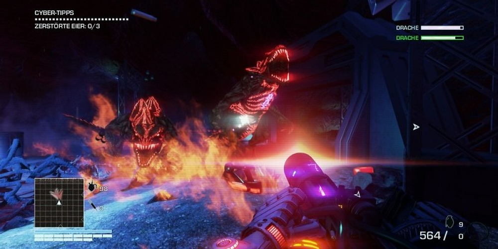 Drachen schlitzen Gegner nicht nur mit ihren Klauen auf, sondern verschießen zudem Laserstrahlen aus ihren Augen!