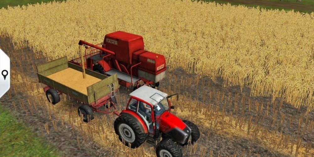 Bauer sucht Spaß: Erst fahren wir mit dem Mähdrescher über das Feld und laden anschließend die Ernte in den Anhänger. Das ist genauso langweilig, wie es sich anhört.