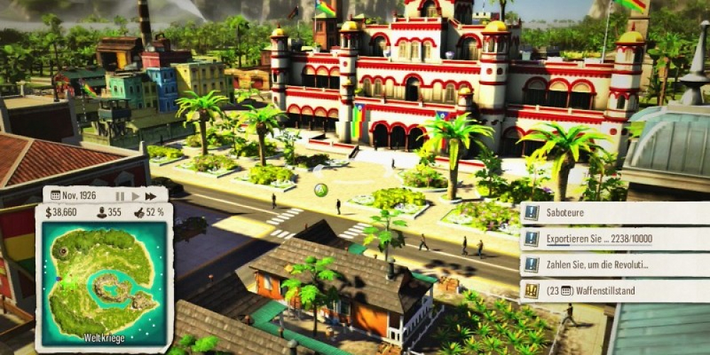 Matschig: Auf einem Windows-Rechner gehört Tropico 5 zu den grafisch schönsten Spielen im Genre. Auf der Xbox 360 ist die Präsentation dagegen scheußlich.