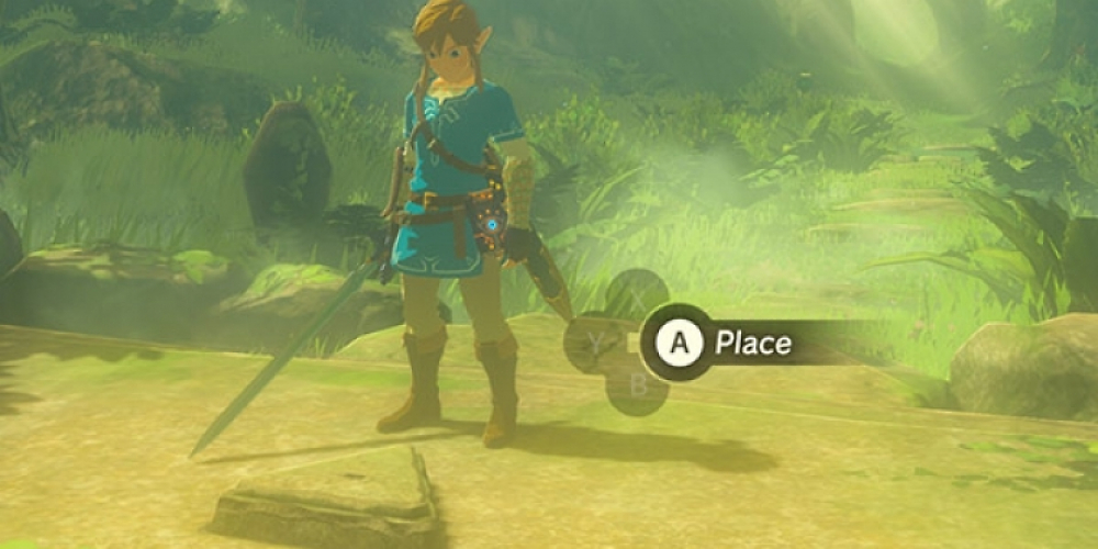 Link im Krog-Wald vor dem Master-Schwert-Felsen.