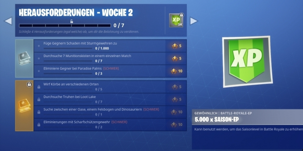 Übersicht zu den Fortnite Challenges in Woche 2 der fünften Staffel.