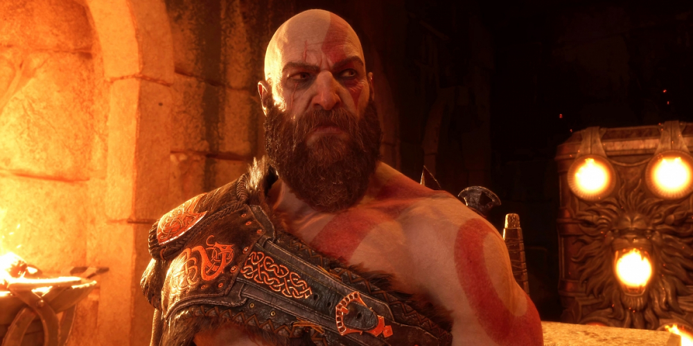 Kratos blickt mürrisch in die Ferne
