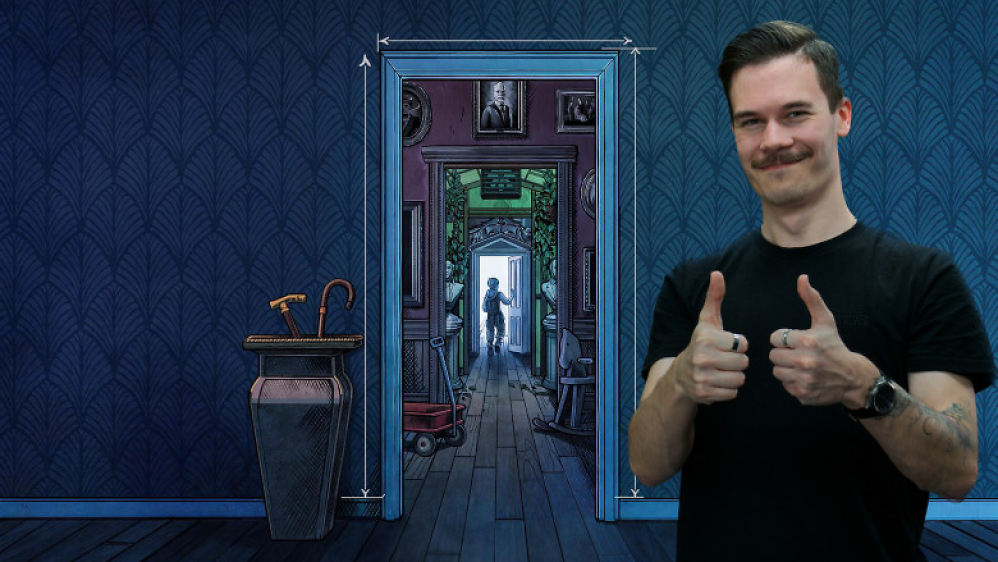 Redakteur Tobias vor Key Art