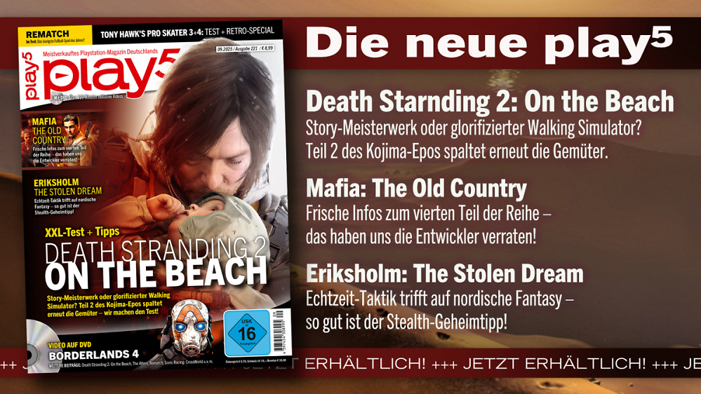 play5 09/25 mit Coverstory zu Death Stranding 2: On the Beach, Vorschau zu Mafia: The Old Country u. v. m.