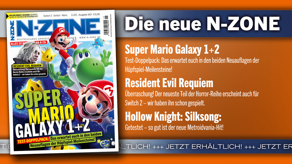 N-ZONE 11/25: Coverstory zu Super Mario Galaxy 1+2, Previews zu Pokemon-Legenden Z-A & Resident Evil Requiem u. v. m.