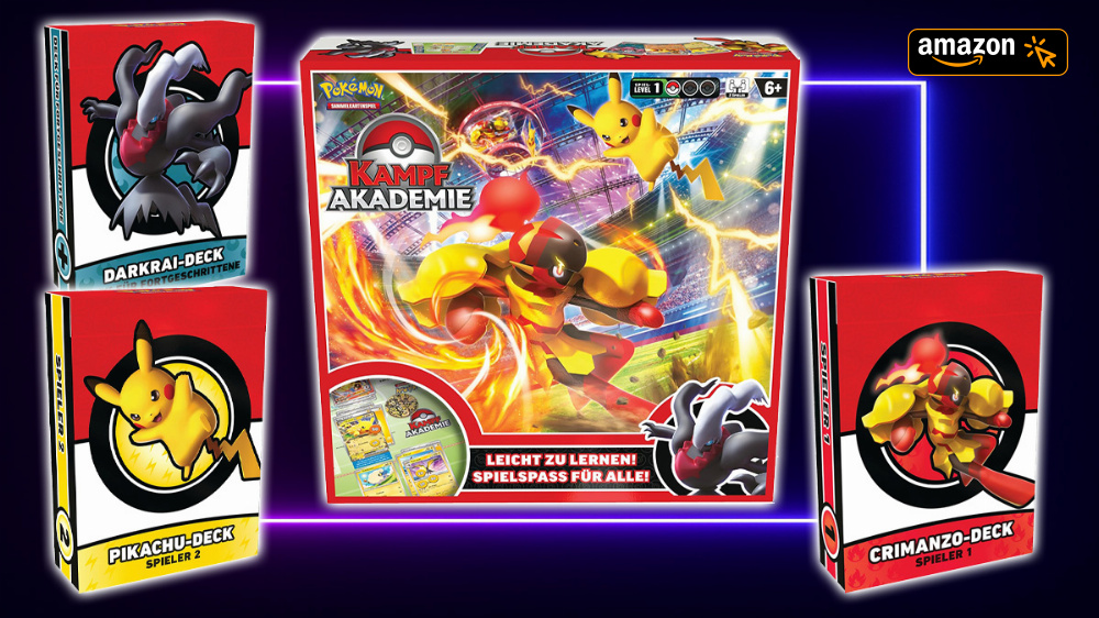 Pokémon-Sammelkarten: Kampfakademie günstig wie nie bei Amazon: Unter 25 € für 3 Decks, Pikachu-EX, Promos - nur kurze Zeit!