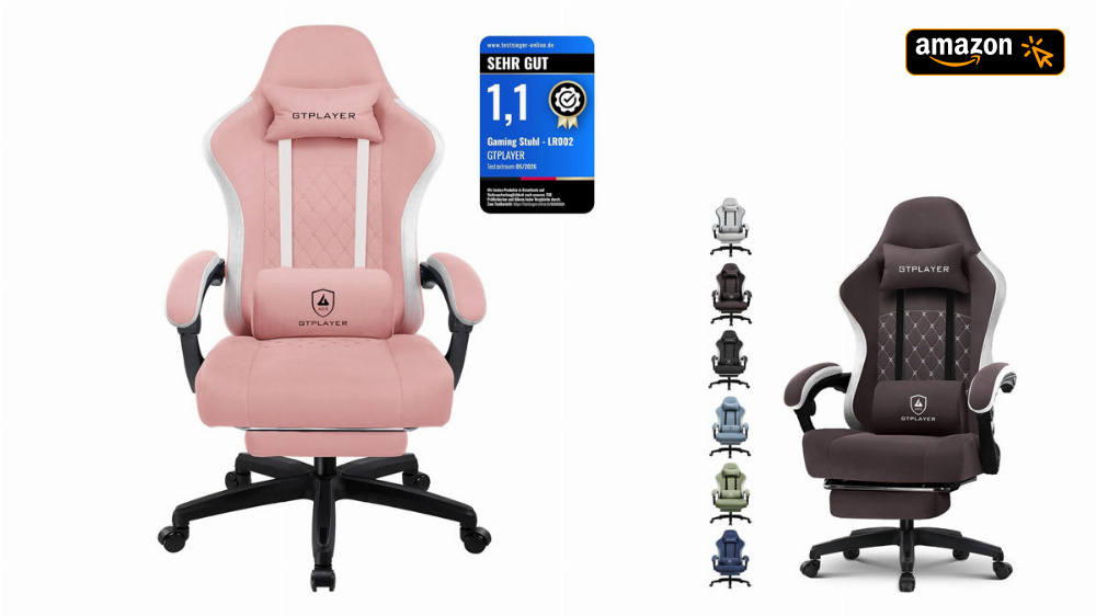 Gaming-Stuhl Nr. 1 rutscht beim Prime Day unter 90€: Schreibtischstuhl mit Federsitzkissen und Fußstütze
