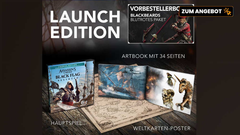 AC Black Flag Resynced: Launch Edition mit Poster, Artbook, Steelbook & digitalen Zusatzinhalten nur 59,99€