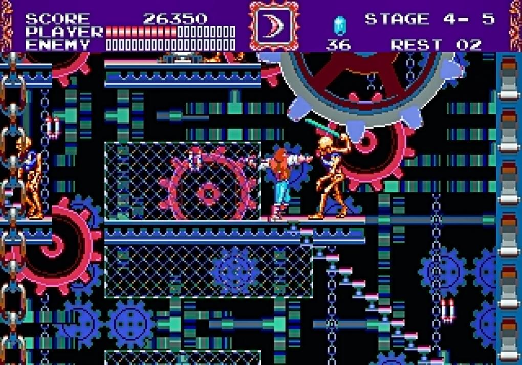 Castlevania: The New Generation (1994)
Hättet ihr gewusst, dass der Erste Weltkrieg nur angezettelt wurde, damit Draculas Nichte Seelen für die Erweckung ihres berühmten Vampir-Onkels bekommt? Zum Glück ist das Spiel weniger behämmert als seine Hintergrundgeschichte. The New Generation (in Japan als Vampire Killer und in den Vereinigten Staaten als Bloodlines bekannt) glänzt mit erstklassigen Hüpfeinlagen. Das Horror-Am­biente ist in der europäischen Version leicht entschäft.