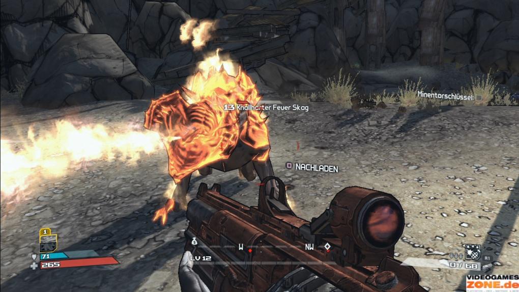 Nicht nur die Waffen des Spielers, auch Gegner machen teilweise Elementarschaden. Mit diesem Feuer-Skag ist deshalb nicht zu spaßen!