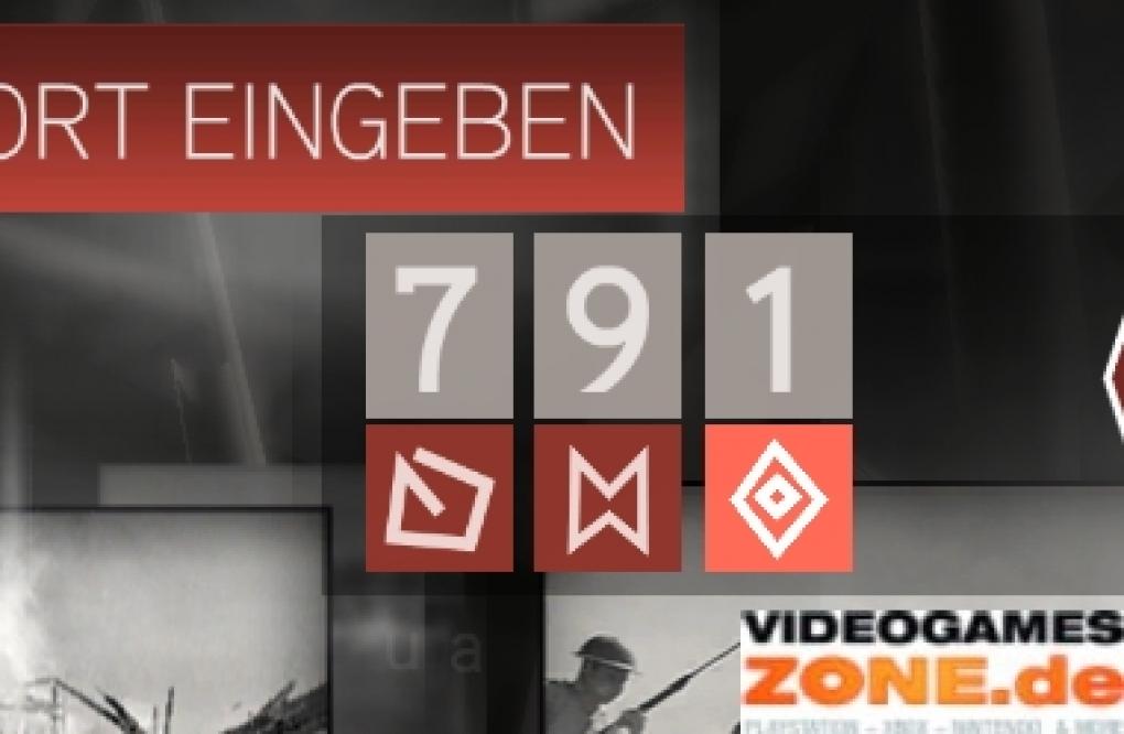 Gebt das abgebildete Passwort ein und sucht auf dem nächsten Bild nach dem Symbol der Assassinen rechts oben... (1)