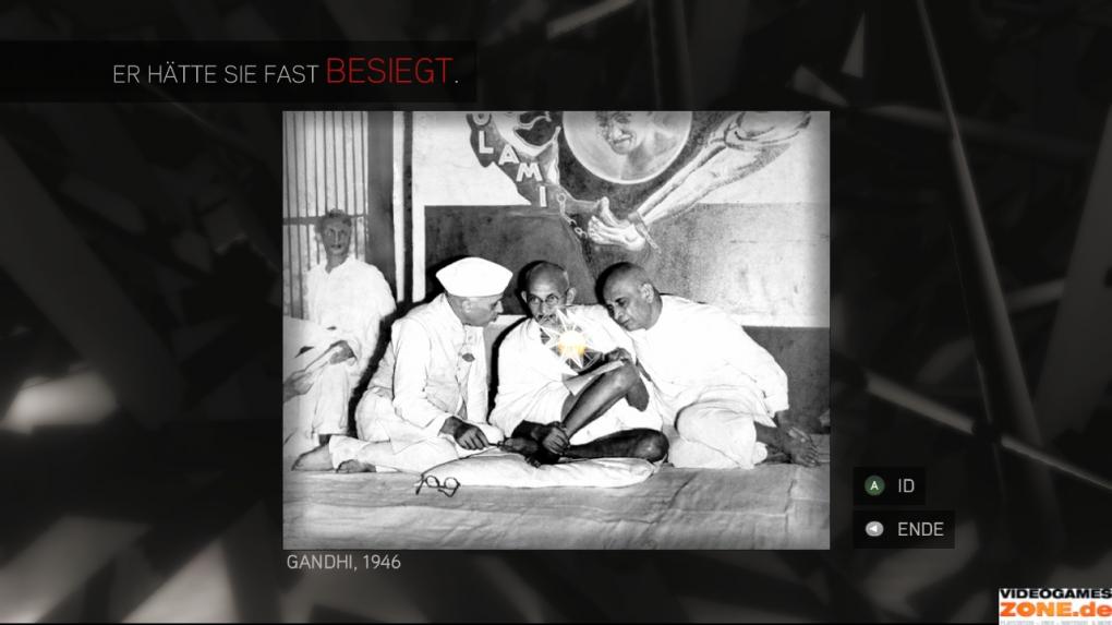 Sucht auf den Fotos von Houdini und Gandhi nach den Edenäpfeln auf Brusthöhe der Männer. Im nächsten Bildschirm lautet der Code 312. (2)
