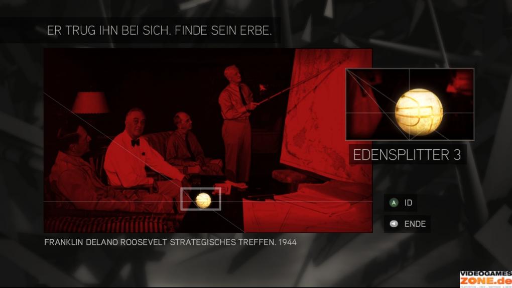 Auf den drei Fotos von Roosevelt, Houdini und Gandhi aktiviert ihr den Infrarotmodus und sucht nach dem Edenapfel, den wir in unseren Bildern für euch markiert haben. (1)