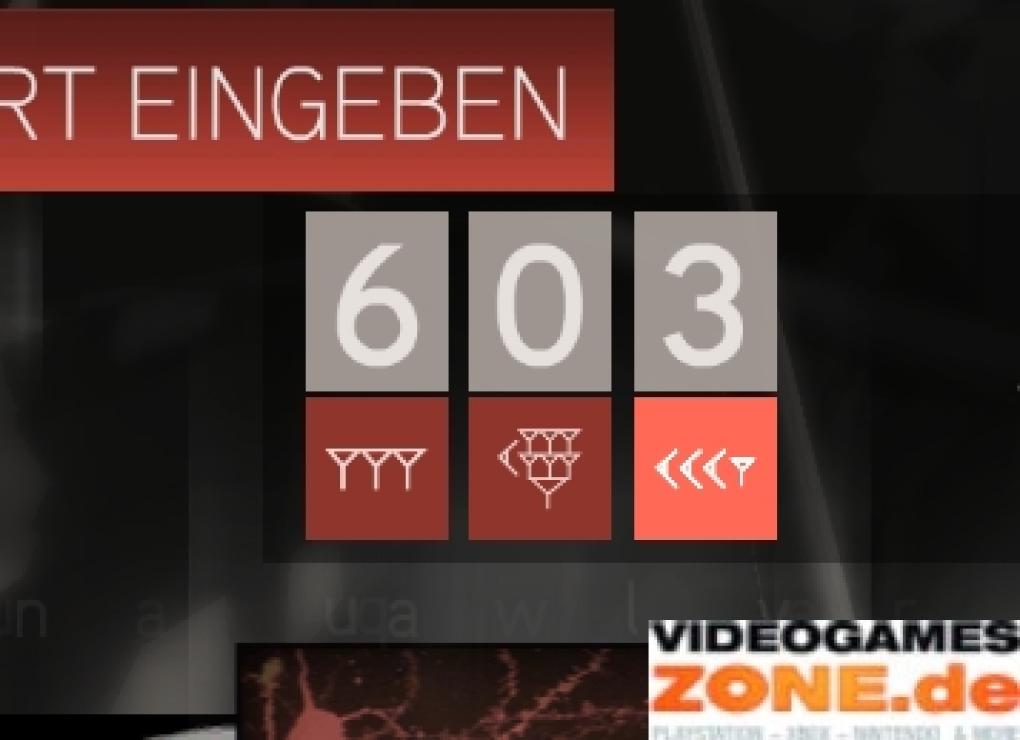 Unser Bild verrät euch die richtige Codesequenz für das erste Rätsel. Anschließend berührt ihr auf dem Bild mit den Nervensträngen die acht runden Synapsen. (1)