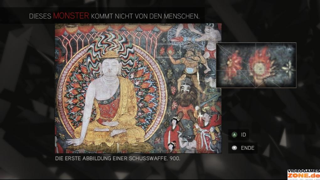 Nacheinander zeigt euch das Spiel vier Fotos, auf denen ihr jeweils den von uns markierten Bereich auswählen und mit einem Tastendruck identifiziert, um dieses Rätsel zu lösen. (4)