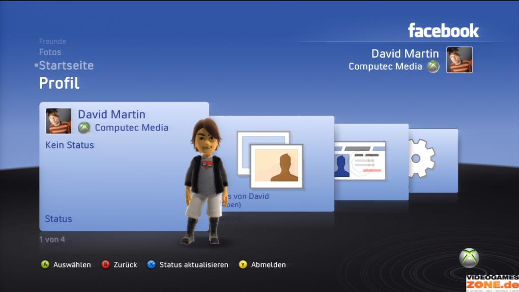 Anhand des Status-Reiters gebt ihr Kurzmitteilungen ein, um sie zu euren Facebook-Account zu übermitteln.
