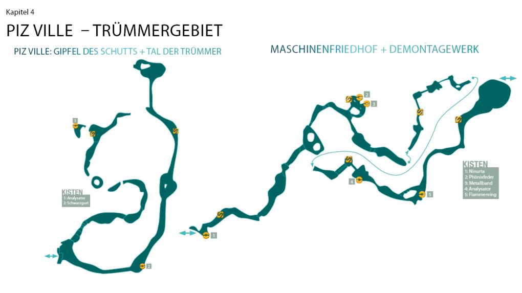 Kapitel 4: Piz Ville - Trümmergebiet: Piz Ville: Gipfel des Schutts + Tal der Trümmer + Maschinenfriedhof + Demontagewerk