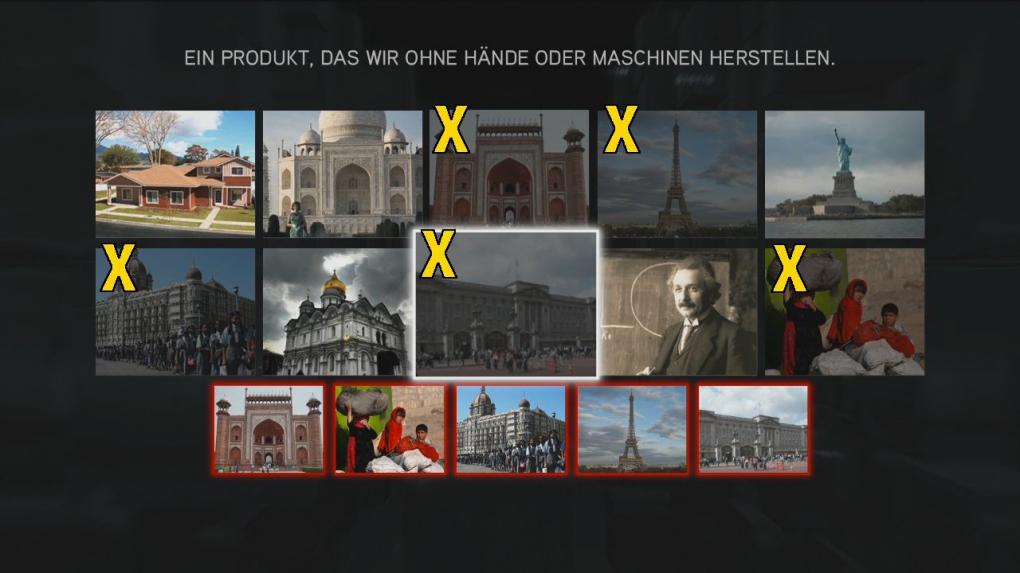 Assassin's Creed: Brotherhood Komplettlösung: Glyphen-Rätsel Nr. 10: Beim linken Rätsel wählt ihr alle Bilder, auf denen Kinder zu sehen sind. 