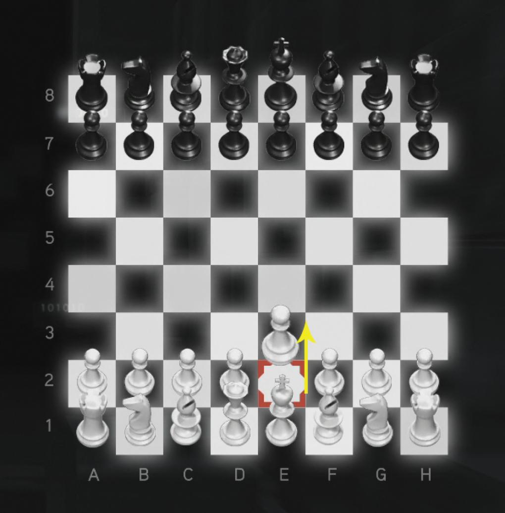 Assassin's Creed: Brotherhood Komplettlösung: Glyphen-Rätsel Nr. 1: Mit dem Volk, das sich vom Souverän trennt, ist natürlich der Bauer über dem König auf E2 gemeint. Stellt ihn auf E4 und das Schachrätsel ist gelöst.