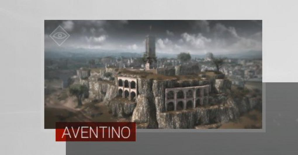 Assassin's Creed: Brotherhood Komplettlösung: Glyphen-Rätsel Nr. 6: Aventino ist einer der Hügel, auf denen Rom erbaut wurde. Die begehrte Glyphe findet ihr auf mittlerer Höhe des Borgia-Turmes. (1)